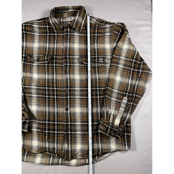 Wolverine Men’s Flannel Shirt XL Brown Black Plaid Long Sleeve ButtonUp Workwear - Picture 6 of 13